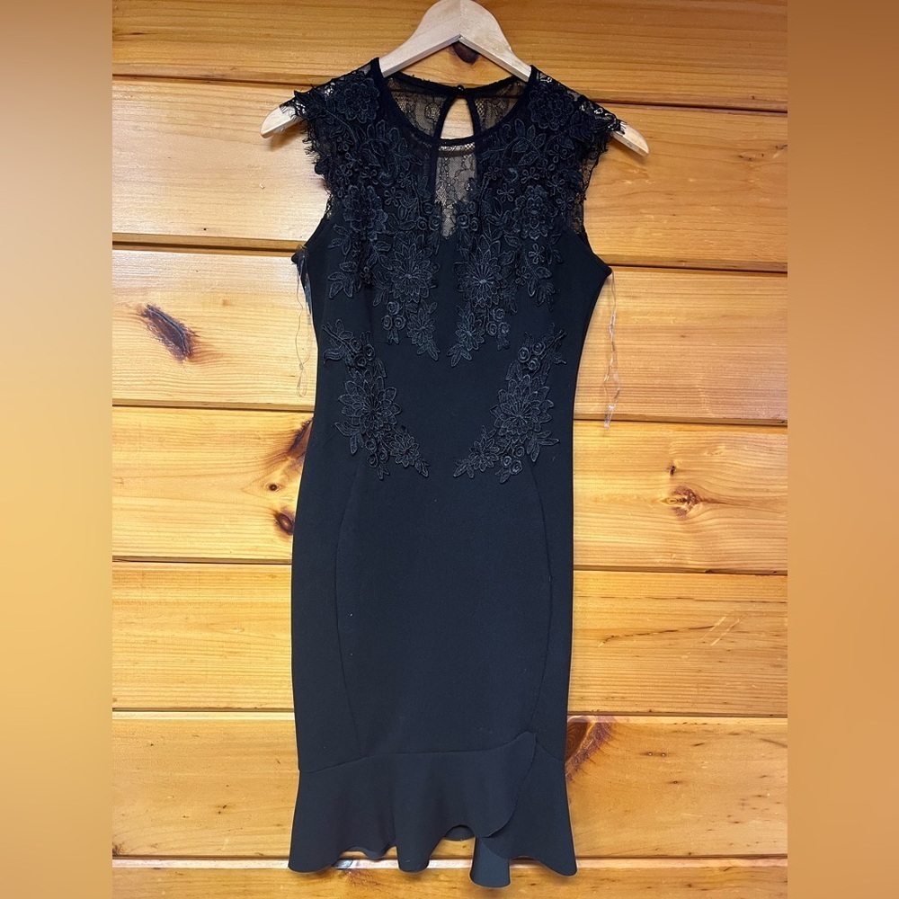 Blashe Black Lace Fitted Sleeveless Cocktail/Eveningwear Dress - Size S